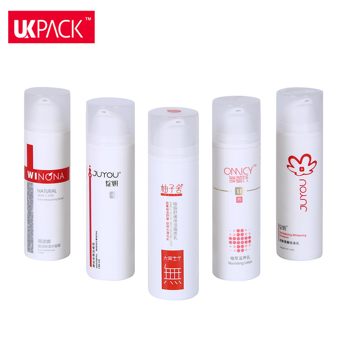 Cosmetic Packaging White PP Airless Pump Bottles Sunblock Cream Bottle Custom Color 0