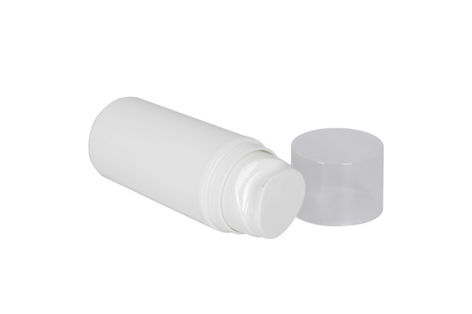 PP White Airless Pump Bottles Snap Fastener Design With Different Capacity / Pump Cosmetic Skin Packaging UKA19-D 0
