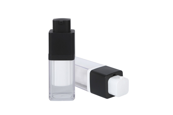 Double Layer Square Acrylic PP 15ml 30ml 50ml Airless Pump Packaging Cosmetic Bottle 0