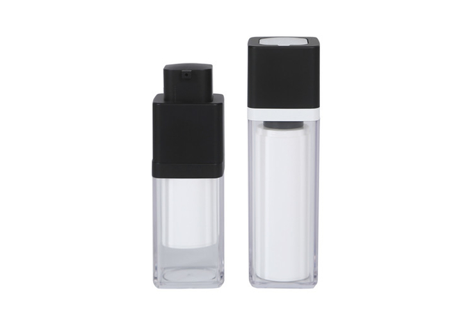 Double Layer Square Acrylic PP 15ml 30ml 50ml Airless Pump Packaging Cosmetic Bottle 1