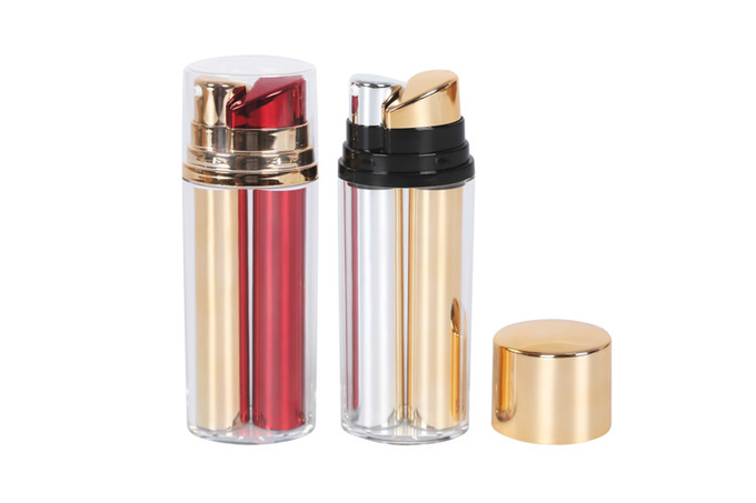 Customized Acrylic Sun Protection Airless Bottle Cosmetic Packaging Pump Double ChamberBottle 1