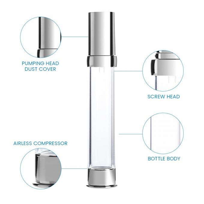 5ml 10ml AS Transparent Airless Split Vacuum Pump Bottle OD 22mm 2