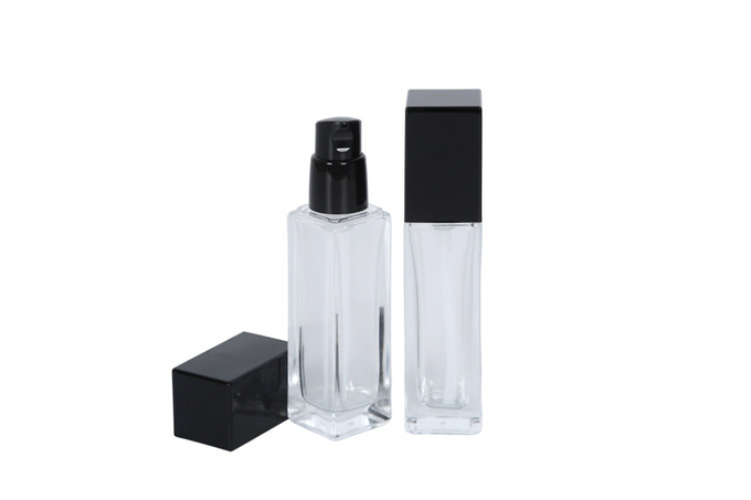 30ml Empty Clear Square Glass Emulsion Essence Bottle Cosmetic Foundation Bottle 1