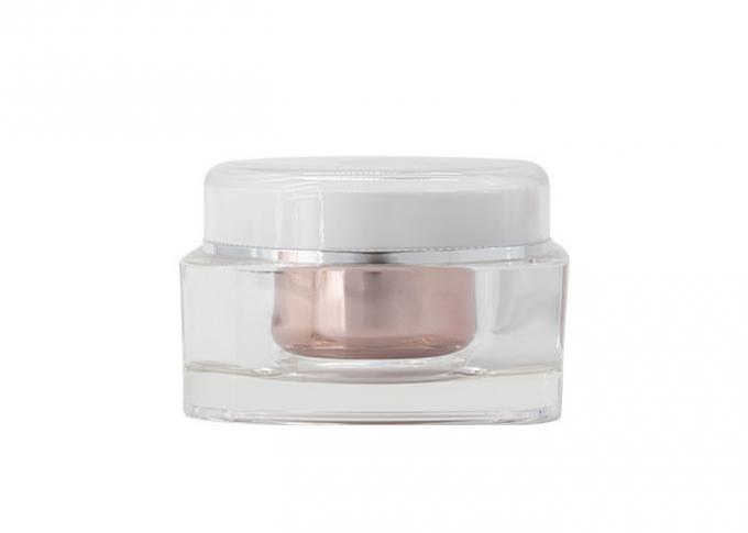 Square Double Wall Acrylic 100g Cream Jar With Round Screw Cover 0