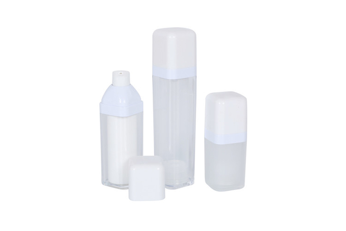 6pcs Froseted White Square Airless Lotion Bottles And Luxury Cream Jar Fancy Cosmetic Skincare Set For Travel Packaging 1
