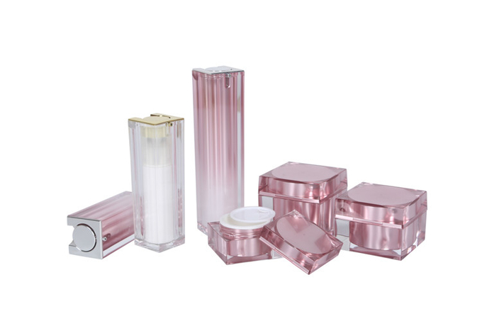 Square 15/30/50ml Heavy Acrylic Lotion Bottle And 30/50g/80g Square Cream Jar UKM16 Skincare Set Airless Luxury Cosmetic 1