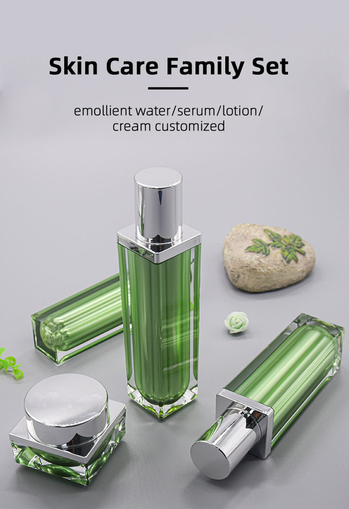 Elegant Cosemtic Skincare Acrylic Packaging Set 30g 50g Cream Jar 30ml 60ml 100ml 120ml Lotion Bottle 0