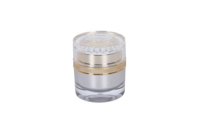 Elegant Cosmetic Personal Care Packaging Set 50g Cream Jar 30-50-100ml Acrylic Gold Pump Lotion Bottle 0