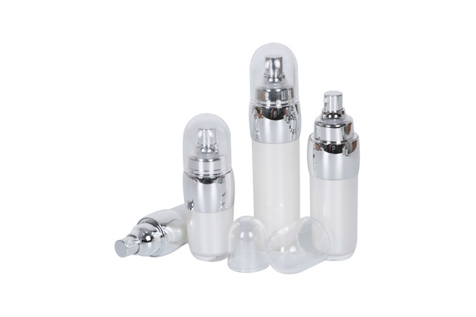 Sliver Pump/Cap White Acrylic 15-30-50-100ml Lotion Bottle 30-50g Crean Jar Skincare Cosmetic Set 0