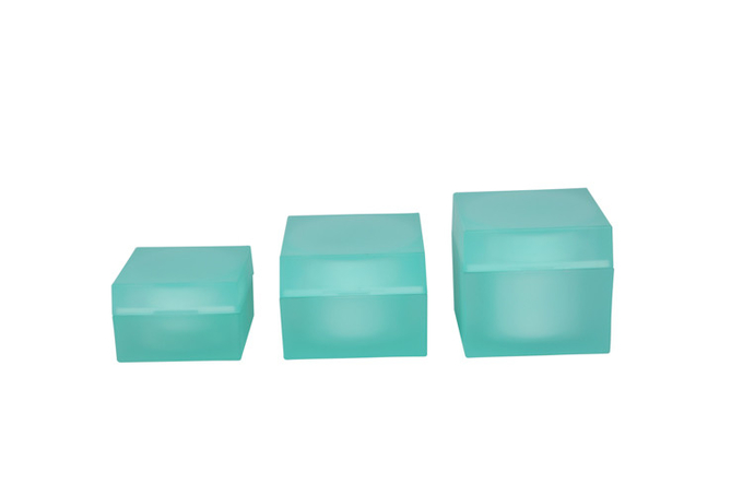 Clear Green Square Cream Lotion Bottles With Internal Press Pump 30/50/80g Heavy Acrylic Cream Jar Skincare Set 1