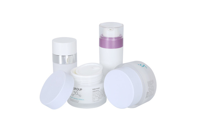Cylindrical Airless Lotion Bottles of 30/50ml Capacity And 50g Acrylic Cream Jar Family Cosmetic Set For Daily Skin Care 0