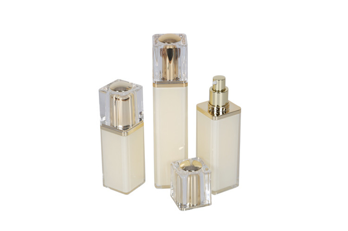 Double Walll Empty Square Lotion Pump Bottle 50g Acrylic Cream Jar Cosmetic Set 0