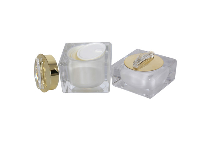 Acrylic Square Lotion Pump Bottle Cream Jar 30 / 50g With Holder Family Set 0