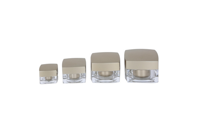 Double Wall Lotion Cosmetic Pump Bottle 30 / 50ml Square Acrylic Face Cream Jar Family Set 0