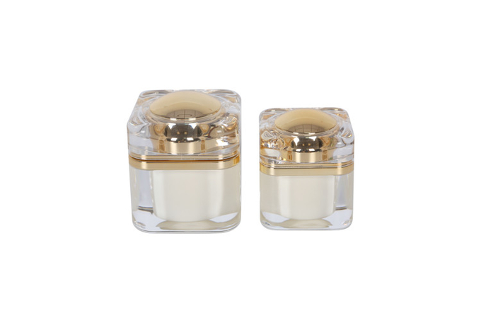 Eco Friendly Square Acrylic Lotion Pump Bottles Cream Jars Skincare Combination Set 1