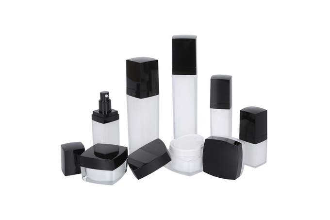 Acrylic Lotion Cosmetic Pump Bottle 15g Square Cream Jar Skincare Set 2