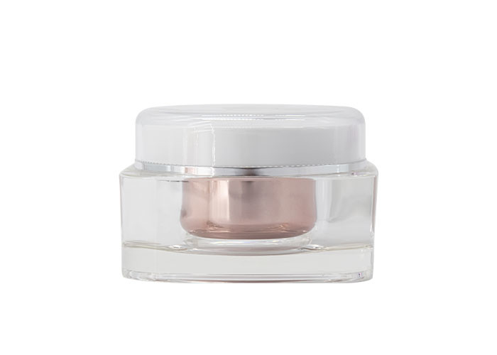 Square Acrylic Double Wall Cosmetic Skincare Cream Jar 100g Od 87mm
