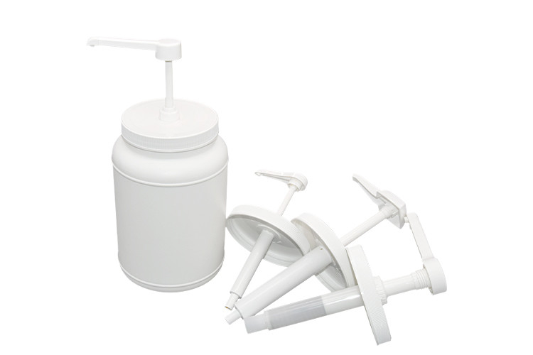 Food Grade Sauce Dispenser Pump With 3000ml Round White PE Large Container