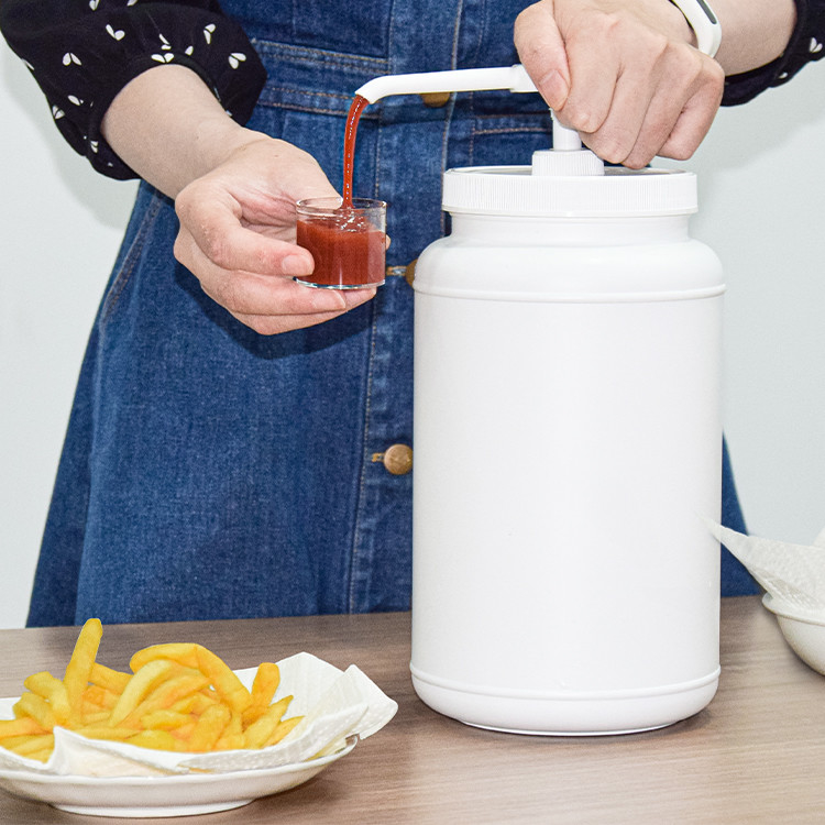 Round 3000ml Container Condiment Pump Dispenser For Chocolate Ketchup Sauce