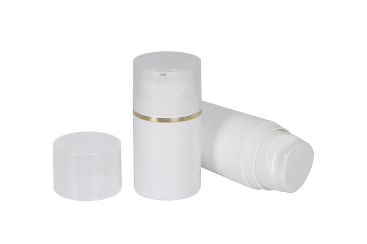 PP White Airless Pump Bottles Snap Fastener Design With Different Capacity / Pump Cosmetic Skin Packaging UKA19-D