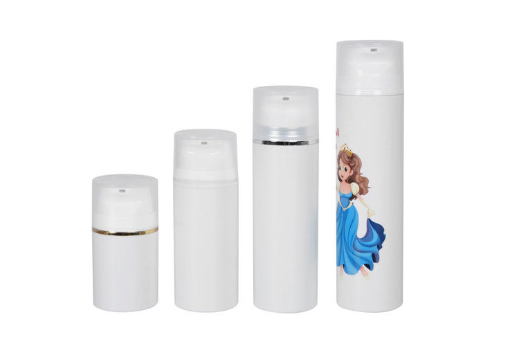 PP White Airless Pump Bottles Snap Fastener Design With Different Capacity / Pump Cosmetic Skin Packaging UKA19-D