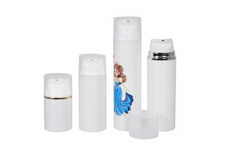 PP White Airless Pump Bottles Snap Fastener Design With Different Capacity / Pump Cosmetic Skin Packaging UKA19-D