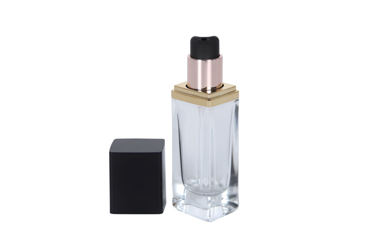 0.5oz Empty Square Clear Glass Foundation Bottle Leakproof  Makeup Cosmetic Container