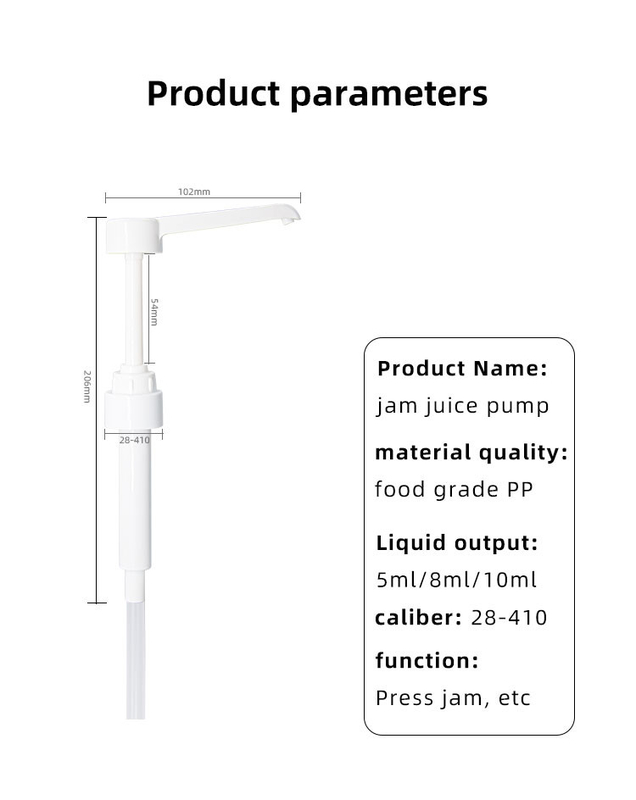 Food Grade Plastic Syrup Dispense Pump For Restaurant 5ml 8ml 10ml